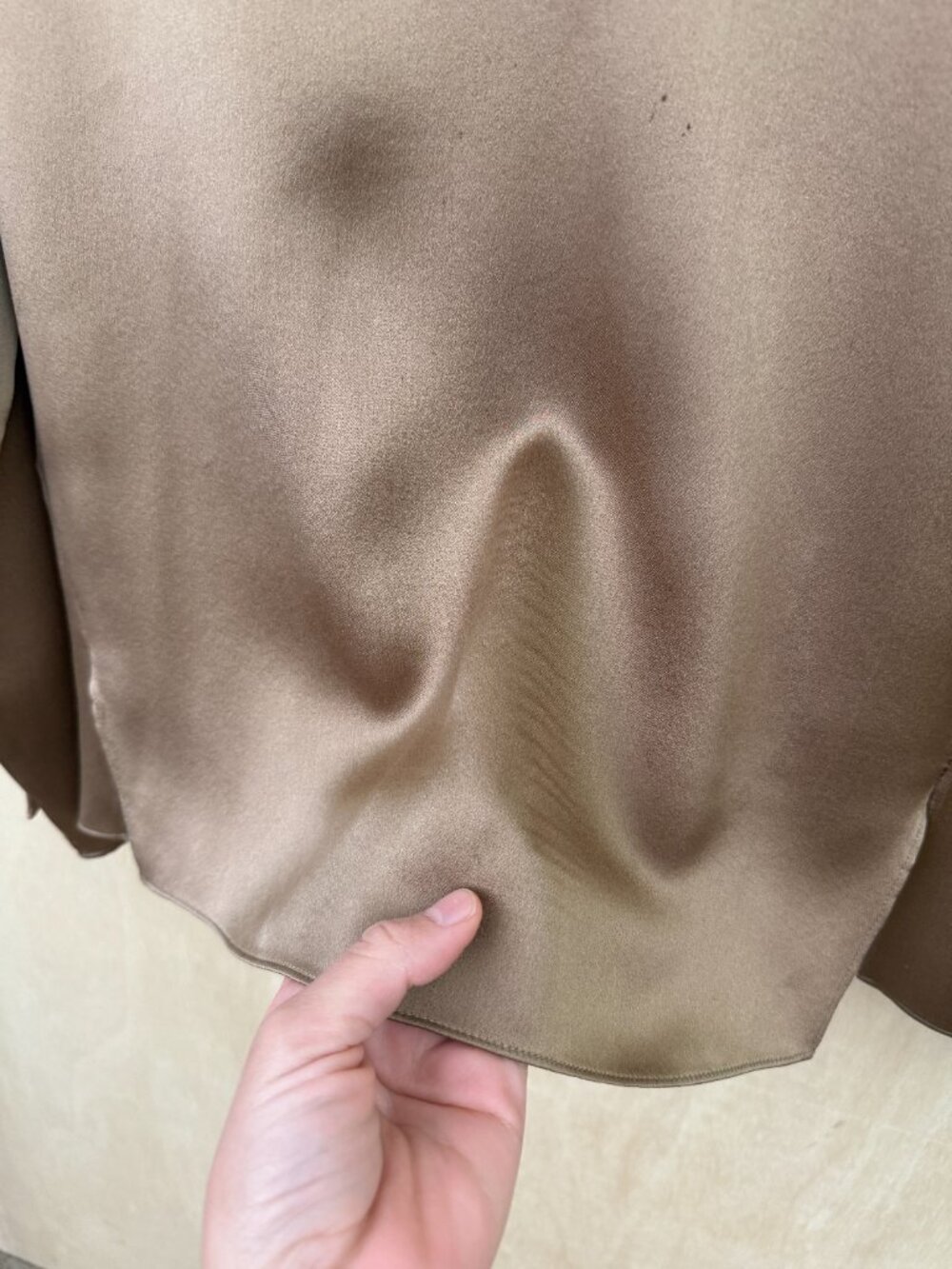 Vince Silk Wide Sleeve Blouse Light Brown XS - Picture 7 of 8